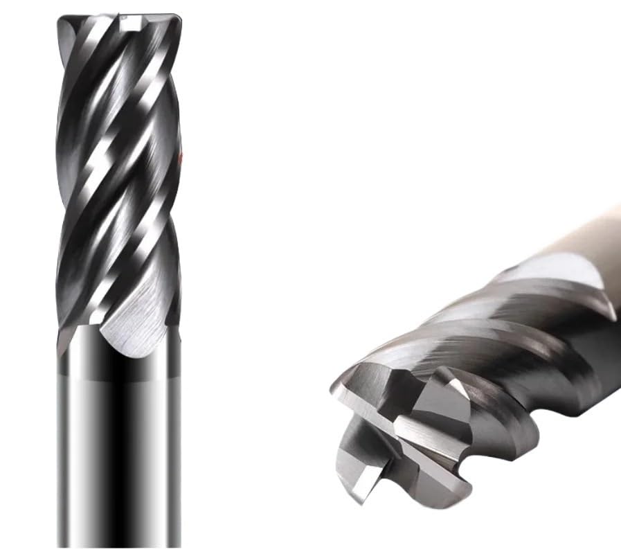 Compatible for 4-Flute Unequal Pitch R End Mill, Solid Carbide Corner Radius End Mill, VHM Corner Rounding End Mill(D1.0R0.2x3xd4x50)