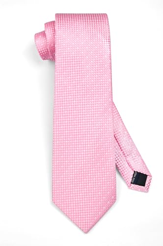Image of HISDERN Plaid Ties for Men Classic Checkered Tie and Pocket Square Cufflinks Tie Clip Set Woven Men's Necktie Business