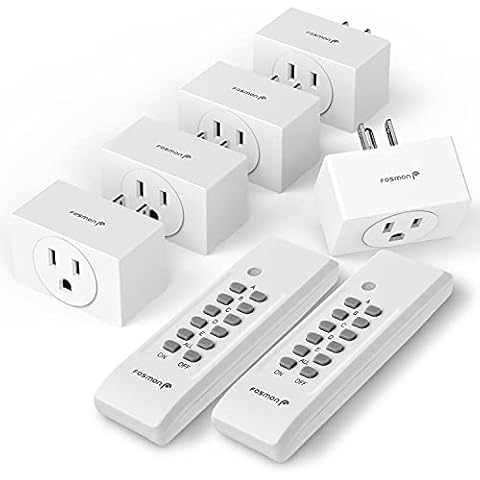 Fosmon Remote Control Outlet Plug Indoor, Wireless Remote Light Switch, No Interference, Battery Operated Outlet Plug with Remote Braille On/Off Mark, 15A/1875W, No Wiring & Expandable- 5 Pack Cover