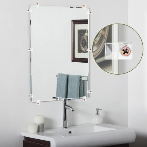 Image of 50 Sets Mirror Clips for Wall Mounting, Mirror Holder Clips with Screws, Mirror Hanging Hardware Kit, Stainless Steel Mirror Hooks Heavy Duty Hanger Frameless for Mirror Tile Picture Frame Hanger
