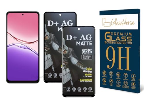 Image of GlassVerse Matte Tempered Glass for Oppo A5x 5G | Anti Glare, Smooth Touch Screen Protector, 9H Hardness, Edge to Edge, Case Friendly, Hassle-less Installation Kit Included. (Pack of 2)