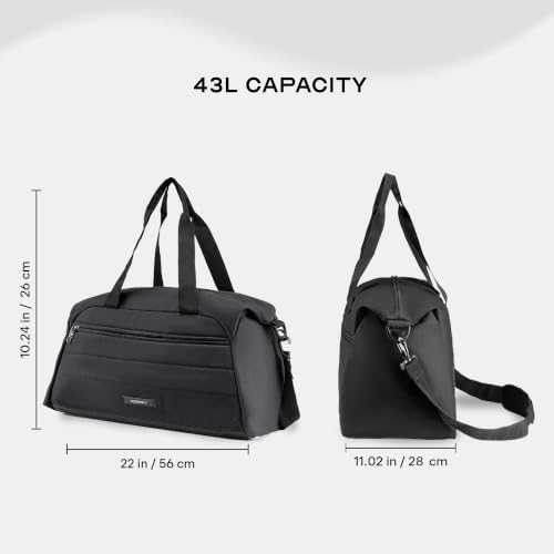 Image of Assembly Premium Weekender Duffle Bag with Attachable Shoulder Strap, Black, 43 Liters