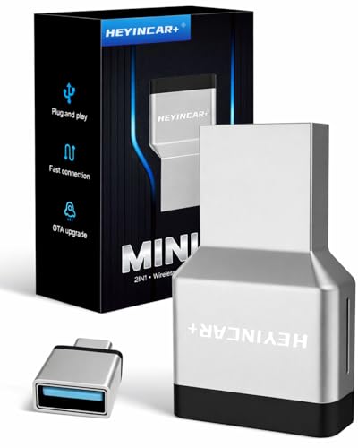 HEYINCAR+ H-Air3.0 Wireless CarPlay & Android Auto Adapter, 2026 Upgrade, Plug & Play USB Dongle, Convert Wired CarPlay Auto to Wireless, No Latency, Fast Connection, for Apple iPhone & Android Phones