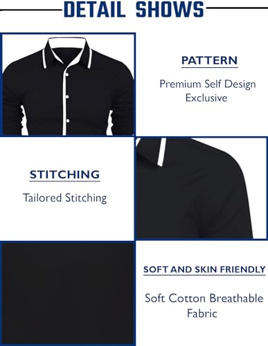 Image of Zombom Combo of Men's Cotton Blend Solid Regular Fit Casual Full Sleeves Shirts (Pack of 3)