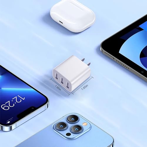 Image of USB Wall Charger,3- Pack USB Cube Power Adapter Charger Plug Block Charging Box for Phone 15 14 13 12 11 Pro Max 10 SE X XS Plus S23 S22 S21 Power Block Fast Charging Box Brick