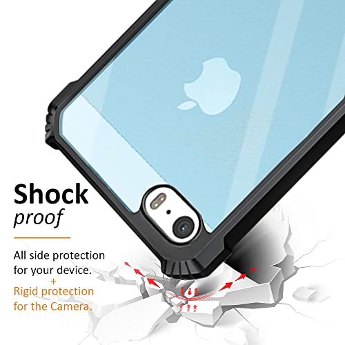 Image of WOW IMAGINE Shock Proof Clear Back Cover Case Mobile Cover for Apple iPhone 5S | 5 | 5 SE (Hard | Hybrid PC + TPU | Full Armour Device & Camera Protection | Black)