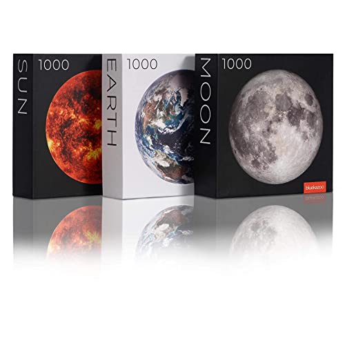 Blue Kazoo Earth Series - Earth, Moon and Sun Jigsaw Puzzle Bundle Set, 1000 Piece, Large Art Puzzle for Adults, Premium Quality Blue Kazoo Earth Series - Earth, Moon and Sun Jigsaw Puzzle Bundle Set, 1000 Piece, Large Art Puzzle for Adults, Premium Quality