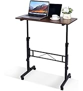 Mesa de pé com altura ajustável, mesa móvel de pé com rodas pequena mesa de computador com rolamentos...