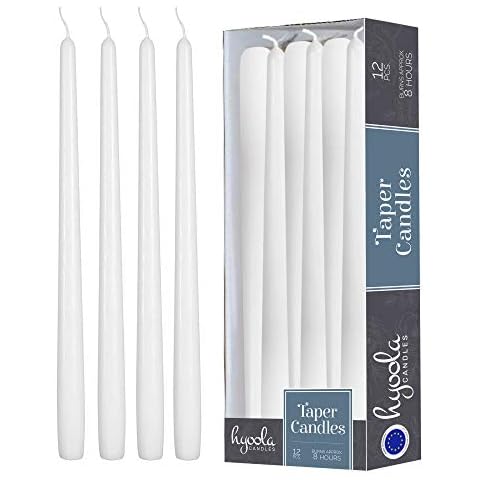 Hyoola 12 Pack Tall Taper Candles - 10 Inch White Dripless, Unscented Dinner Candle - Paraffin Wax with Cotton Wicks - 8 Hour Burn Time Cover