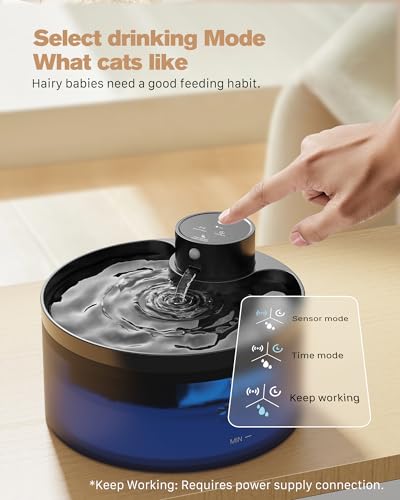 Giotohun B1-BLACK Battery Operated Cat Water Fountain: 108Oz/3.2L Wireless Cat Fountain Motion Sensor Pet Water Fountain thumb #2