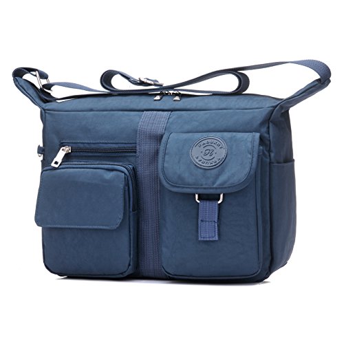 Fabuxry Women's Shoulder Bags Casual Handbag Travel Bag Messenger Cross Body Nylon Bags (Navy)