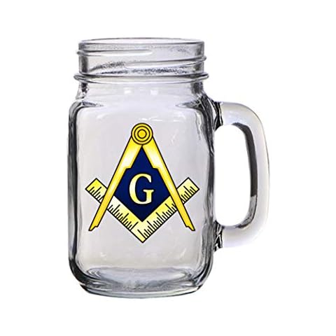 Hat Shark Mason Masons Masonic Live Better Logo Symbols - 16 oz Mason Jar Glass Mug for Beer Tea Wedding, Engagement Anniversary Bridal Party for Newlyweds Cover