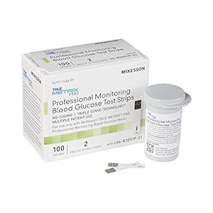McKesson True METRIX PRO Professional Monitoring Blood Glucose Test Strips – No Coding, Triple Sense Technology, Multiple Patient Use – Vials of Strips, 100 Strips, 3 Packs, 300 Total