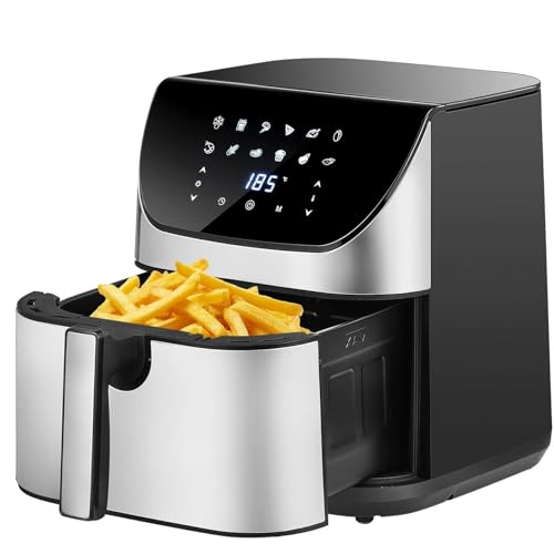 Airfryer, Heißluftfritteuse,10 Liter Kapazität, 360° Luftzirkulation, 12 Voreinstellungen, LED-Display, Antihaftbeschichtete Frittierkörbe, Gesunde Friteuse ohne Öl und fettarmes