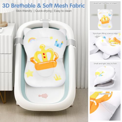 Image of Colorlife Baby Bath Seat Support Net Infant Bathing Seat Support Mat, Adjustable Comfortable Non-Slip Three-Pointed Baby Shower Net Bathtub Sit Up Mesh for Newborn 0-12 Months-White Crown(No Bathtub)