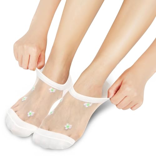 Image of Benefeet Sox Sheer No Show Socks for Women Girls Lace Mesh Low Cut Liner Socks Ultra Thin Nylon Invisible No See Footies Sock