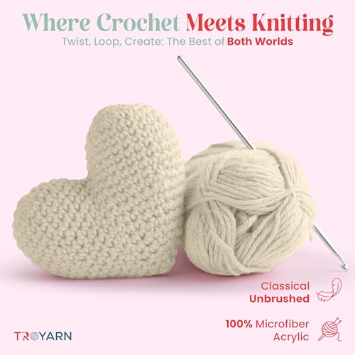 Image of TROYARN Summer (4- Skeins Pack) Silk Effect Hand Knitting Yarn Crochet Art Lace Craft 100% Microfiber Acrylic 4x100 gr (4x383 yds) (105001 - Cream)