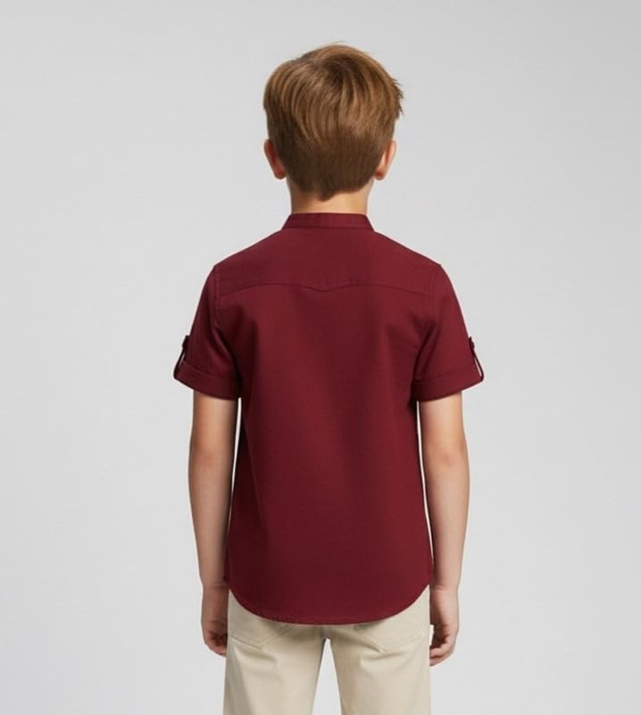 Image of Elegant Boys Shirt in Solid Pattern with Long Sleeves - Soft Fabric Ideal for Kids' School & Outings