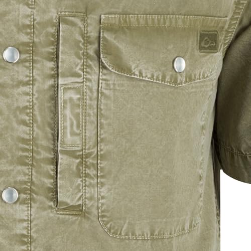 Drake Waterfowl Men's Cinco Ranch Western Acid Wash Solid Casual Athletic Lightweight Short Sleeve Buttoned Shirt4