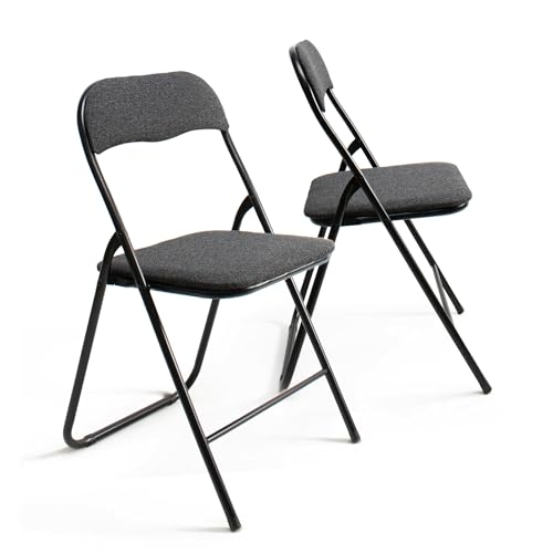 THE SECRET HOME─ Pack de 2, 4 y 6 Sillas Plegables Acolchadas de Metal y Poliéster─ Asiento Auxiliar para el Hogar─ 44x48x78 cm (2, Negro)