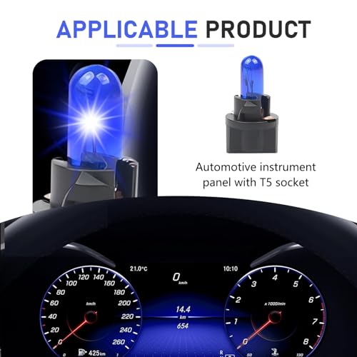 10 Bombillas T5 para Tablero de Auto, Azul, 12V 1.2W miniatura 3