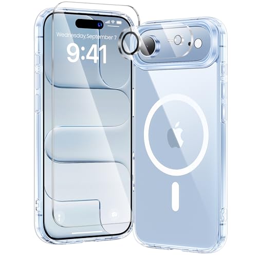 toushion 3 in 1 for iPhone Air Case Clear Fits MagSafe Not Yellowing Screen Protector*1 Camera Lens Protector*1 Military-Grade Protection for Phone Cover 6.5 inch