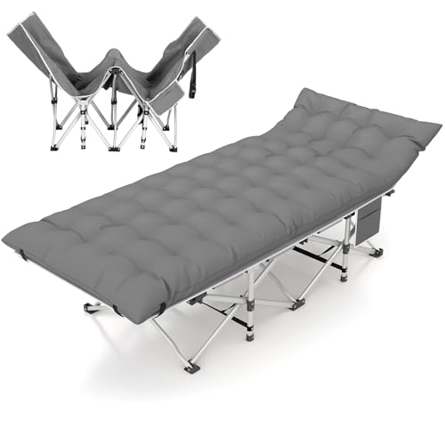 Folding Camping Cot for Adults, Heavy Duty Sleeping Cots with Carry Bag, Double Layer Oxford...