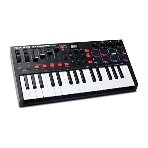 M-Audio Oxygen Pro Mini - 32 Key USB MIDI Keyboard Controller With Beat Pads, MIDI assignable Knobs, Buttons & Faders and Software Suite Included Cover