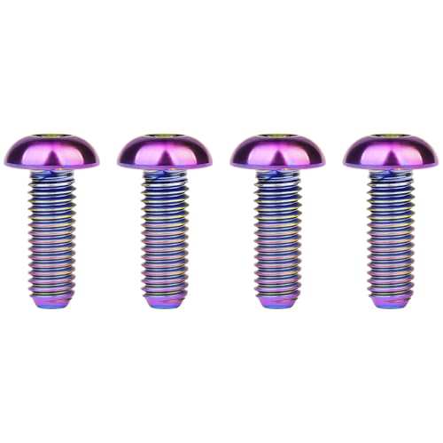 Image of Titanium Bolt M4x6 8 10 12 15 20mm Hex Head Screws for Bicycle Pack of 4 (Rainbow, M4x12mm)