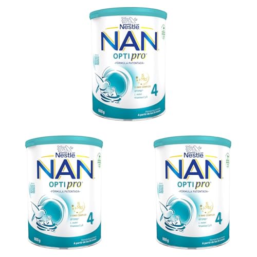 Nestlé NAN OPTIPRO 4 - Leche de crecimiento en polvo - bote de 800g (Paquete de 3)