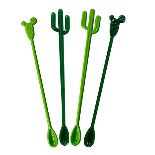 FOYARA Juego de 24 cucharas agitadoras de cóctel con forma de cactus, varillas para mezclar bebidas para fiestas, 8.2 pulgadas, cucharaditas de café
