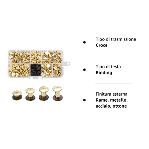 Set di 120 viti per rilegatura Chicago in ottone