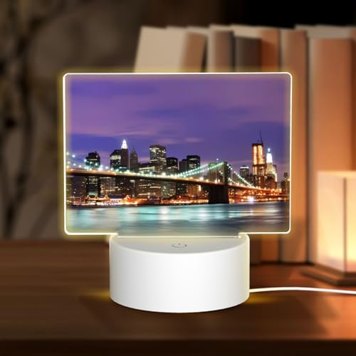 PHAYAH Veilleuse New York en acrylique avec port USB, interrupteur tactile, cadeau d'anniversaire, de Thanksgiving pour la famille et les amis