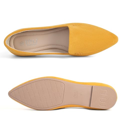 Image of MUSSHOE Pointed Toe Flats for Women, Comfortable Business Casual Work Shoes, Slip On Loafers with Arch Support, Office Walking Flats for All Day Standing
