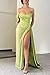 Mermaid Sequin Sparkly Prom Dresses Off Shoulder Bodycon Long Satin Ruched Formal Gowns with Slit Fuchsia US 0
