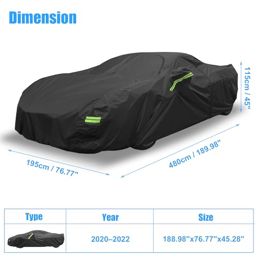 Image of X AUTOHAUX Waterproof Car Cover for Chevrolet Corvette C8 2020-2023 Outdoor Full Car Cover All Weather Protection Rain Sun Protection with Zipper Black