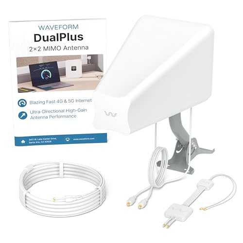 Image of Waveform 2x2 MIMO Antenna: DualPlus Kit | for 4G /5G Routers & Gateways | for T-Mobile Home Internet, Verizon, AT&T | Complete Kit w / 20' Cables & Adapters