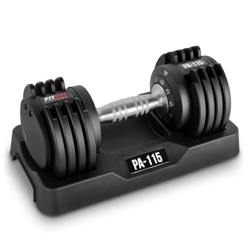 FITFIU Fitness PA-115 - Mancuerna ajustable de 2,2kg hasta 11,5kg para entrenamientos musculación indoor, pesa regulable hasta 11,5kg