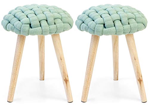 Miroytengo Pack 2 taburetes Braid Asiento Acolchado Color Verde Menta Dormitorio Juvenil 46x36 cm