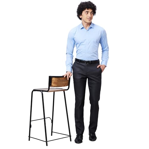 Image of Park Avenue Men's Slim Fit Pure Cotton Solid Pattern Semi Cutaway Collar Full Sleeve Formal Shirt