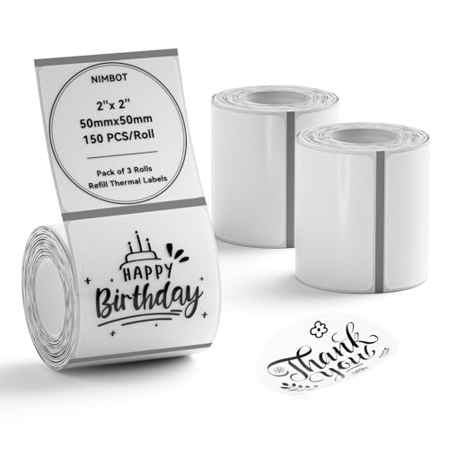 Image of NIIMBOT 3 Rolls Set Label Tape for B1 /B21 /B3S Label Printer, 1.97 inch X 1.97 inch (50x50mm) Round Waterproof Thermal Label Tape for Logo /Gift /Barcode /Kitchen Jar (Clear)