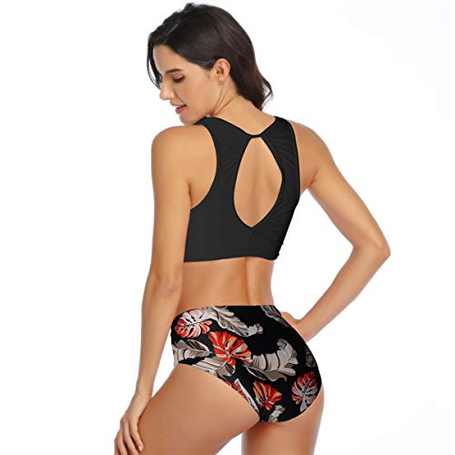 Swimsuit for Couples Matching Swimwear Tropical Plant Monstera Men Swim Trunks Women Bikini 2-Piece Suit4