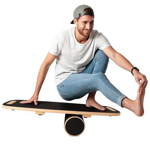 Balance Board for Adults | Wobble Board with Adjustable Stoppers - 3 Different Distance Options | Wooden Balance Boards for Improve Balance, Surf Trainer & Physical Therapy