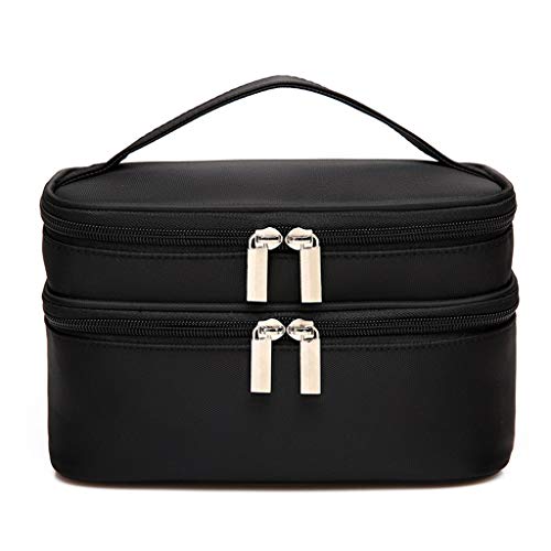 Preisvergleich Produktbild Mehrschichtiger großer kosmetischer Fall der Damen, tragbare Normallackkosmetiktasche der großen Kapazität Reise, Umhängetasche, bestes Geschenk für Damen,Black