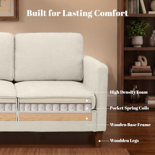 Image of 56 inch Loveseat Sofa, Mid Century Modern 2 Seater Chenille Love Seat Couch