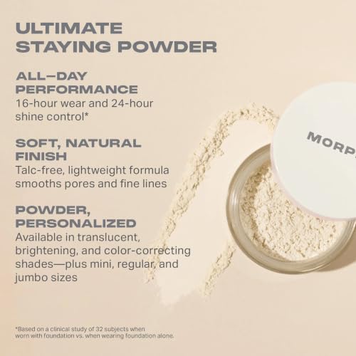 Image of Morphe Bake & Set Brightening Setting Powder - Lightweight, Talc-Free, Loose Powder for Face Makeup with a Soft, Natural Finish - Minimizes Shine for Up to 24HR - Brightening Pink (0.09 oz)