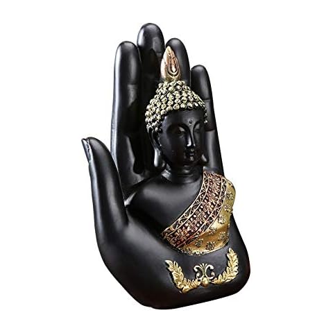 NHBETYS Resin Palm buddha statue,buddha sitting in hand statue,Meditating Thai Buddha,Home Decoration Buddha Statue,Suitable for hallway, bedroom, living room and other places Cover
