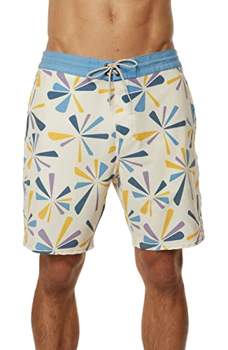 O'NEILL Men's 18 Inch Geo Print Boardshorts - Water Resistant Swim Trunks for Men with Quick Dry Stretch Fabric and Pockets