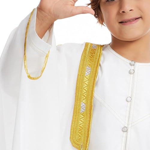 Caftan garçon brodé en mousseline tenue de prière ramadan