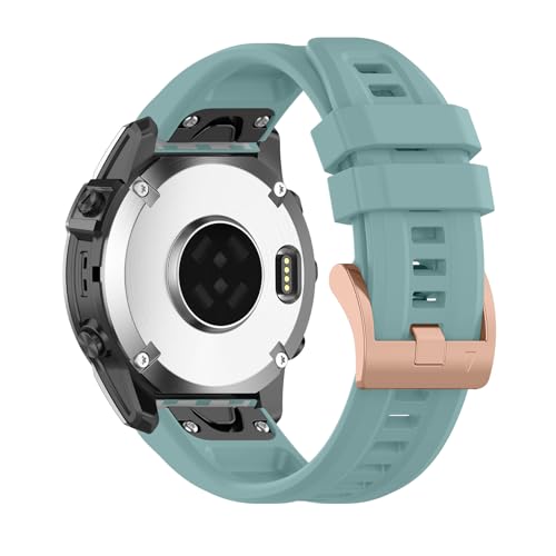RosMank 20mm Quickfit Watch Band Compatible with Garmin Fenix 8 AMOLED 43mm/7S Pro/7S/6S Pro/6S/5S/5S Plus, Silicone Replacement Strap for Approach S70 42mm/Instinct 2S/Descent Mk3s (Seafoam Blue)